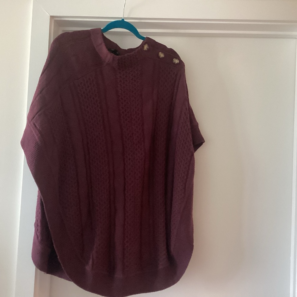 Talbots Plum Cable Knit poncho Sweater
